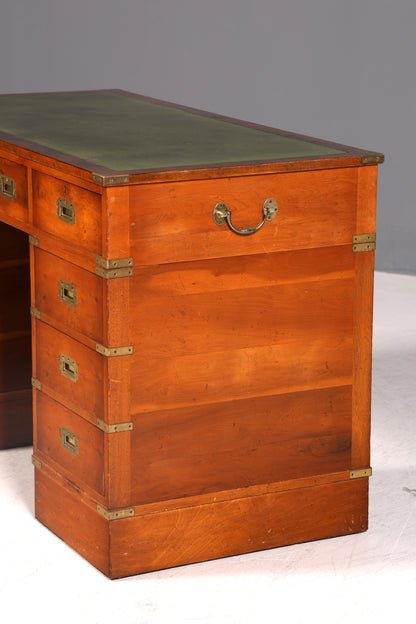 Edler Englischer Schreibtisch Military Chest Echt Lederauflage Bürotisch Office Table Maritim Antik Vintage