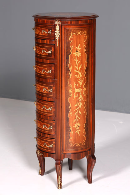 Traumhafte Barock Stil Kommode Vertiko Intarsien Schubladenkommode 7-Schübige Kommode