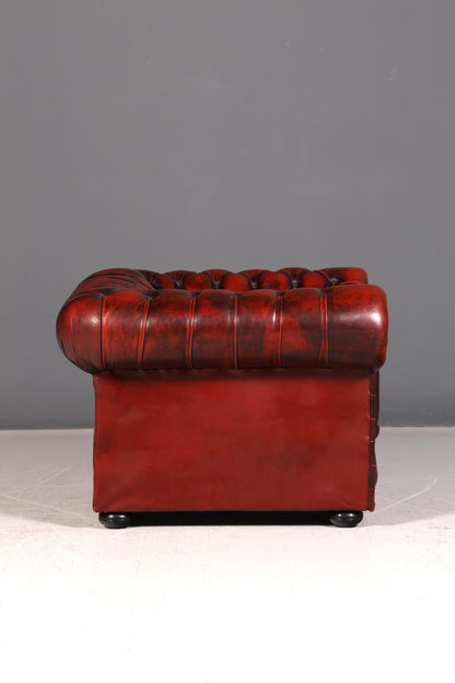 Stilvoller Original Chesterfield Sessel Oxblood Echtleder Englischer Armlehnsessel Herrensessel Antik Ledersessel