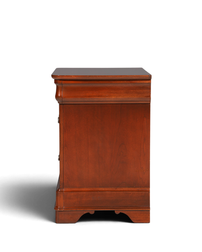 Hauptstadt Möblerei Nachttisch H820 aus dunkelbraunem Holz mit klassischem Design in Seitenansicht