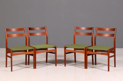 4x Mid Century Teak Holz Stühle Made in Denmark Retro Stuhlset Danish Design Küchenstühle