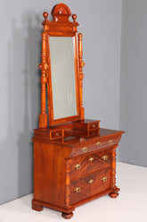 Edle Louis Philippe Kommode mit Spiegelaufsatz Gründerzeit Frisierkommode Holz Schrank Antik Flurschrank um 1880