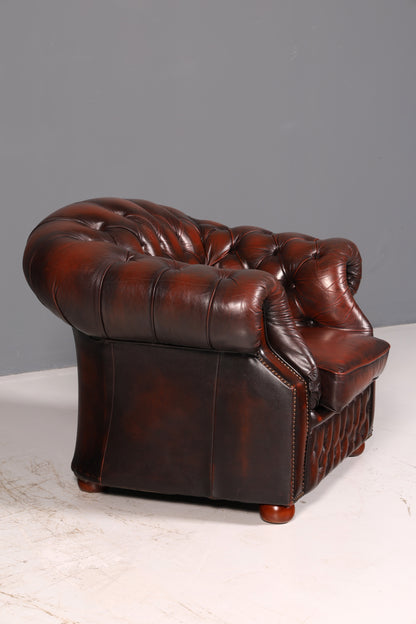 Wunderschöner Original Chesterfield Centurion Sessel Englischer Armlehnsessel Echt Leder Herrensessel Vintage 1 von 2
