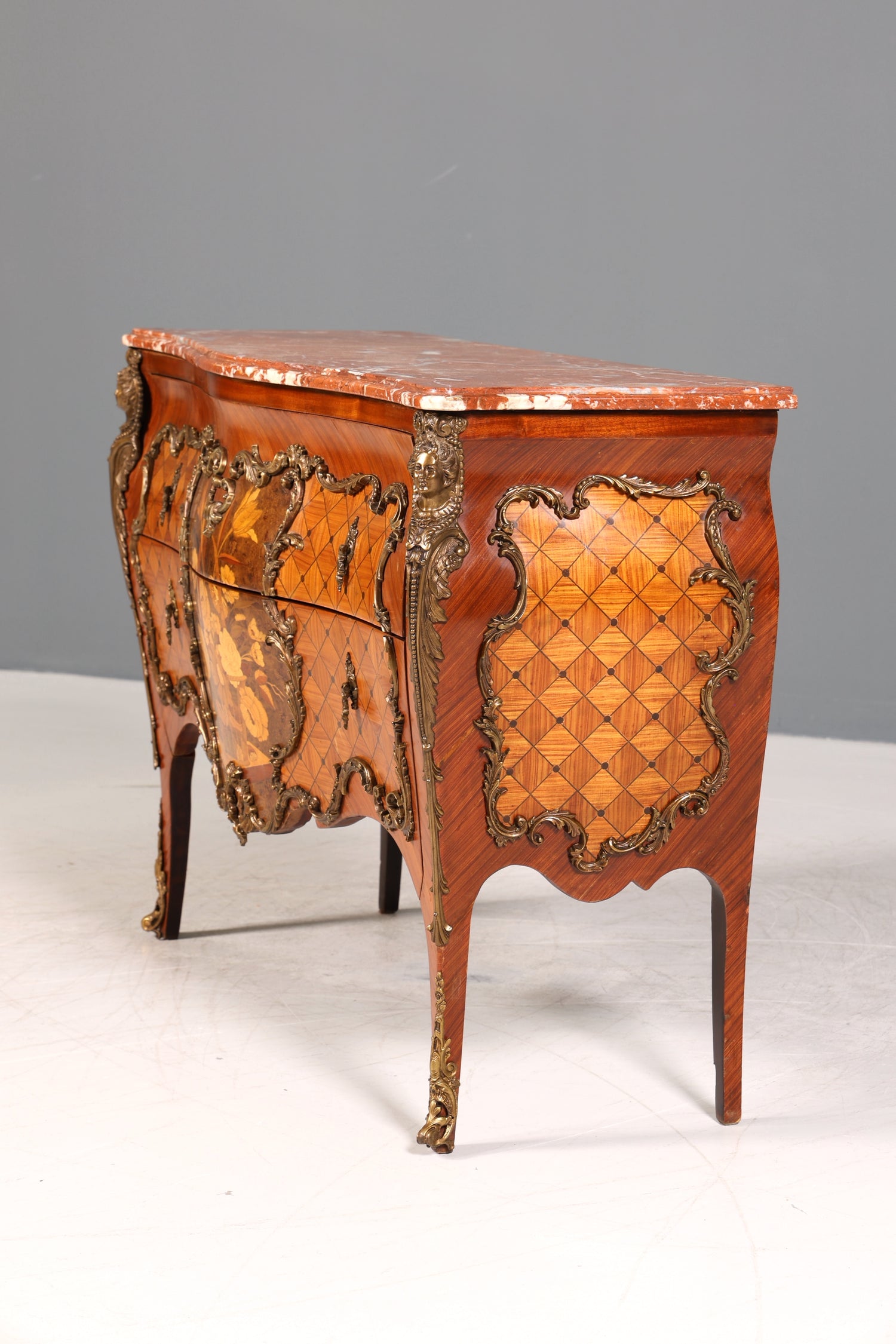 Wunderschöne Barock Kommode massiv Holz Sideboard Antik Marmor Schubladenkommode