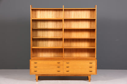 Wunderschöner XXL Mid Century Schrank Bücherregal Vintage Regal Bibliothek Holz Bookshelf