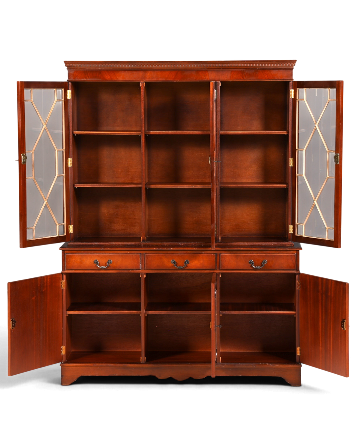 Hauptstadt Möblerei englische Vitrine aus massivem Holz mit Glasfronten und verstellbaren Regalböden im Antik-Stil