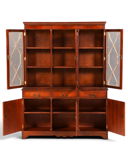 Hauptstadt Möblerei englische Vitrine aus massivem Holz mit Glasfronten und verstellbaren Regalböden im Antik-Stil