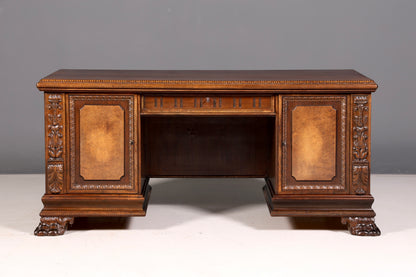 Imposanter Neorenaissance Schreibtisch Herrenzimmer Bürotisch Antik Office Table Echt Holz Vintage
