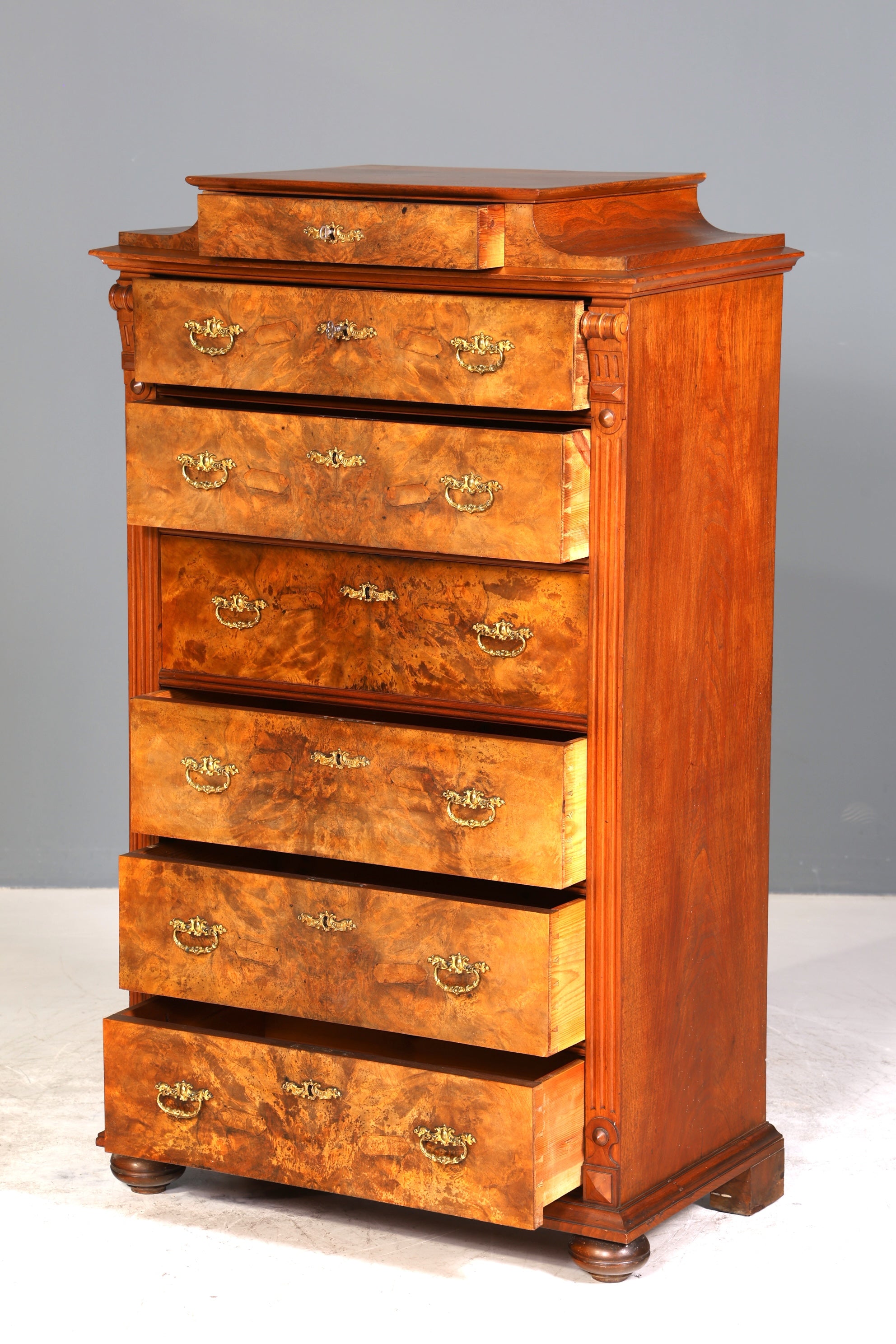 Stilvoller Gründerzeit Sekretär Vertiko Highboard Louis Philippe Chiffoniere Kommode um 1880