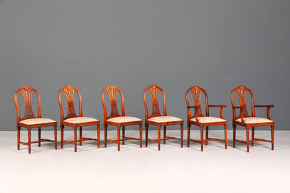 6x Traumhafte Stühle im Gustavianischer Stil Englisch Stil Küchenstühle Antik Stil Esszimmer Stuhl Set