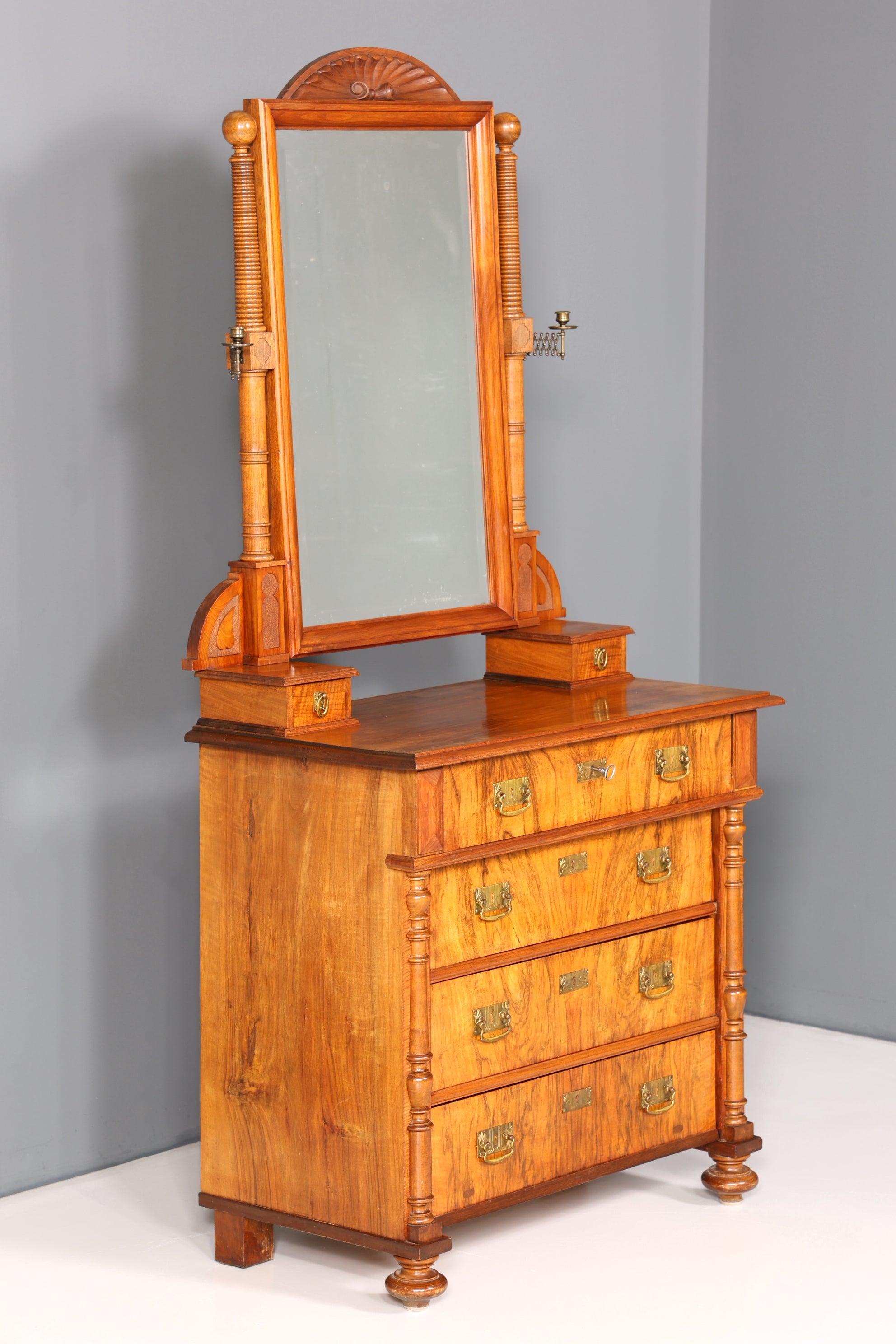 Wunderschöne Gründerzeit Kommode Antik Louis Philippe Sideboard mit Spiegel Flurkommode