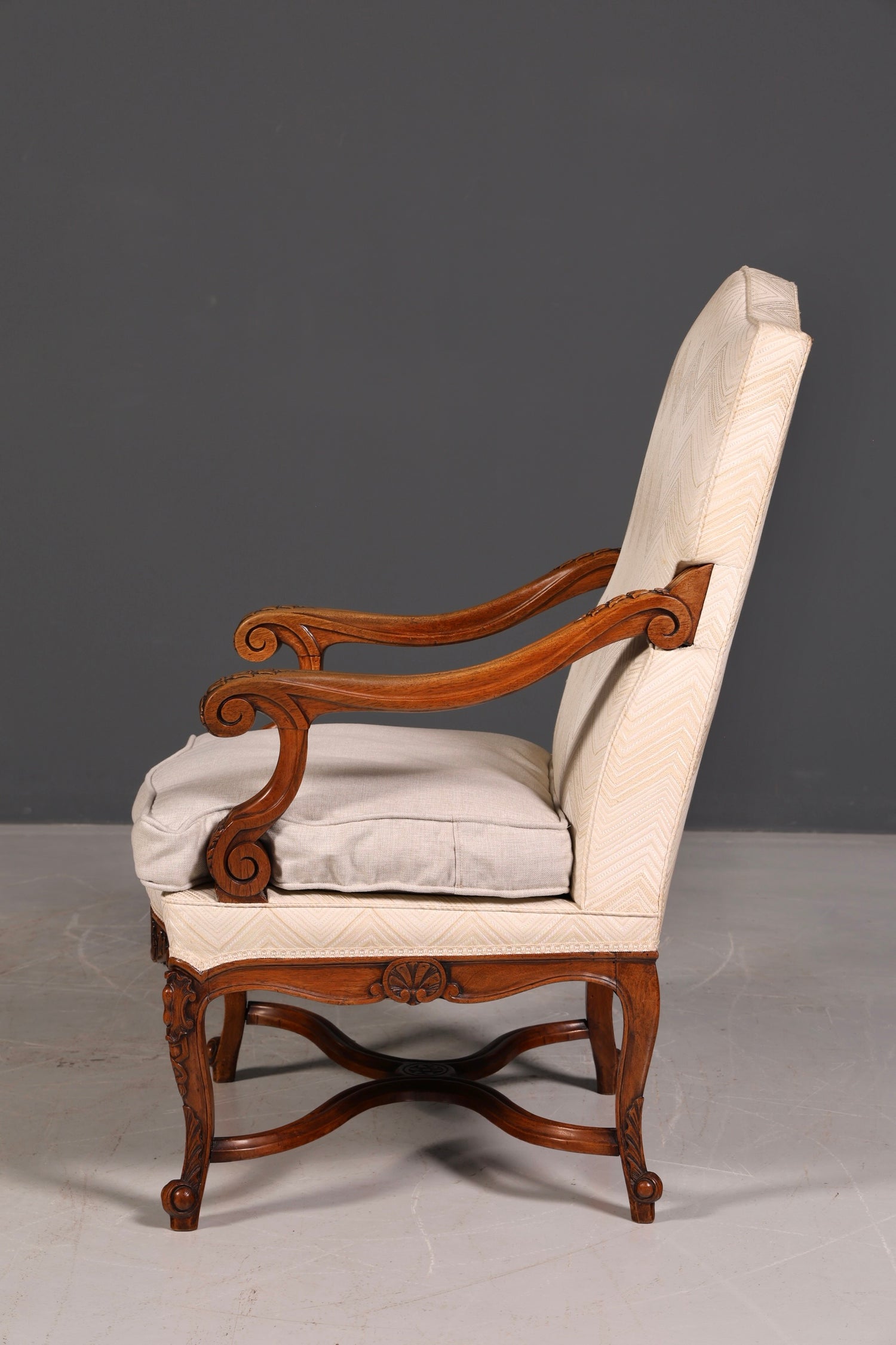Elegant Louis Philippe Armchair, Gründerzeit Antique Armchair, Secretary Chair, Upholstered Armchair 2 of 2