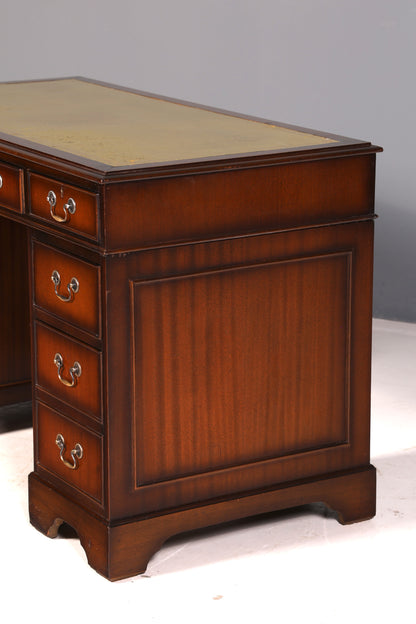Wunderschöner Englischer Schreibtisch Mahagoni echt Lederauflage Bürotisch Antik Office Desk Vintage