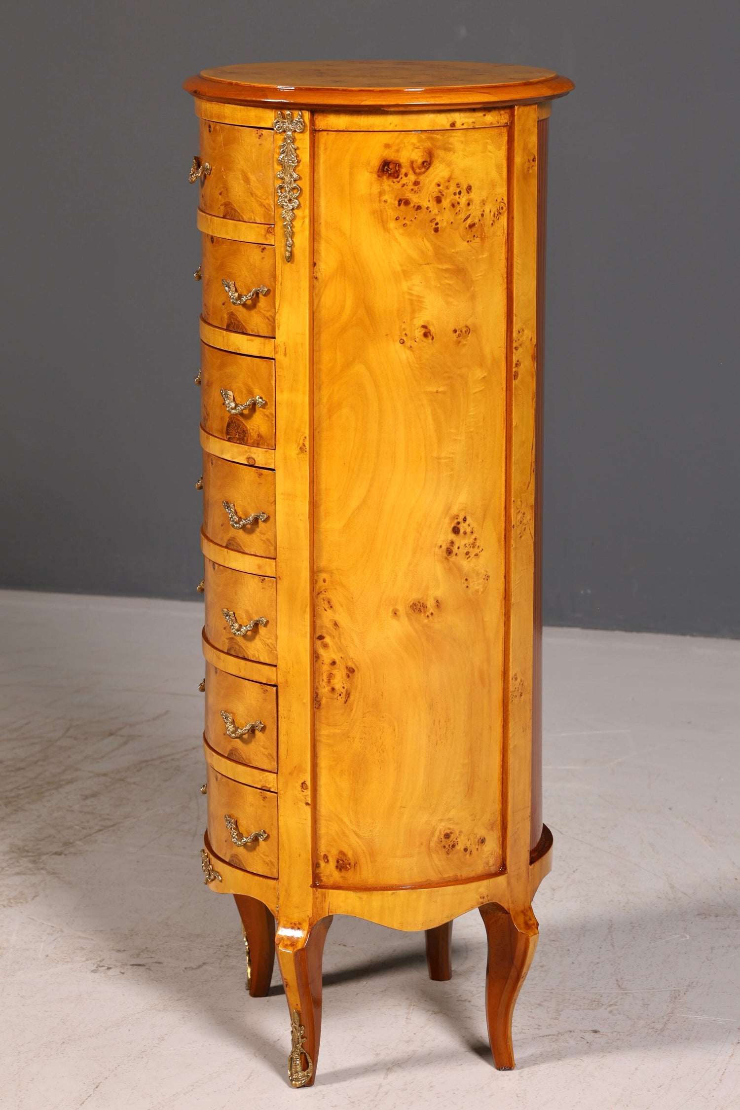 Stunning Baroque-style antique dresser, Louis XV style, Vertiko, birch, highboard, chest of drawers