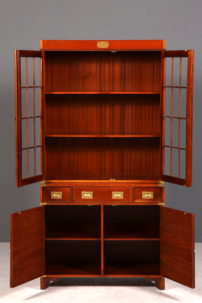 Beeindruckender Maritimer Vitrinenschrank Englischer Schrank echt Holz Bibliothek Englische Anrichte