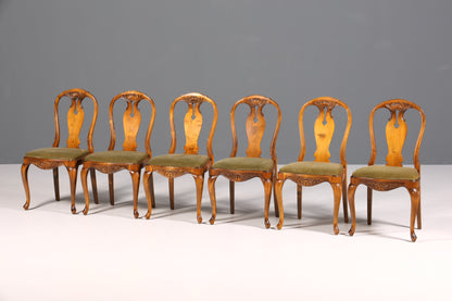 6x Wunderschöne Chippendale Stühle Barock Stil Stuhlset Polsterstuhl Set Küchenstühle Esszimmer Stühle