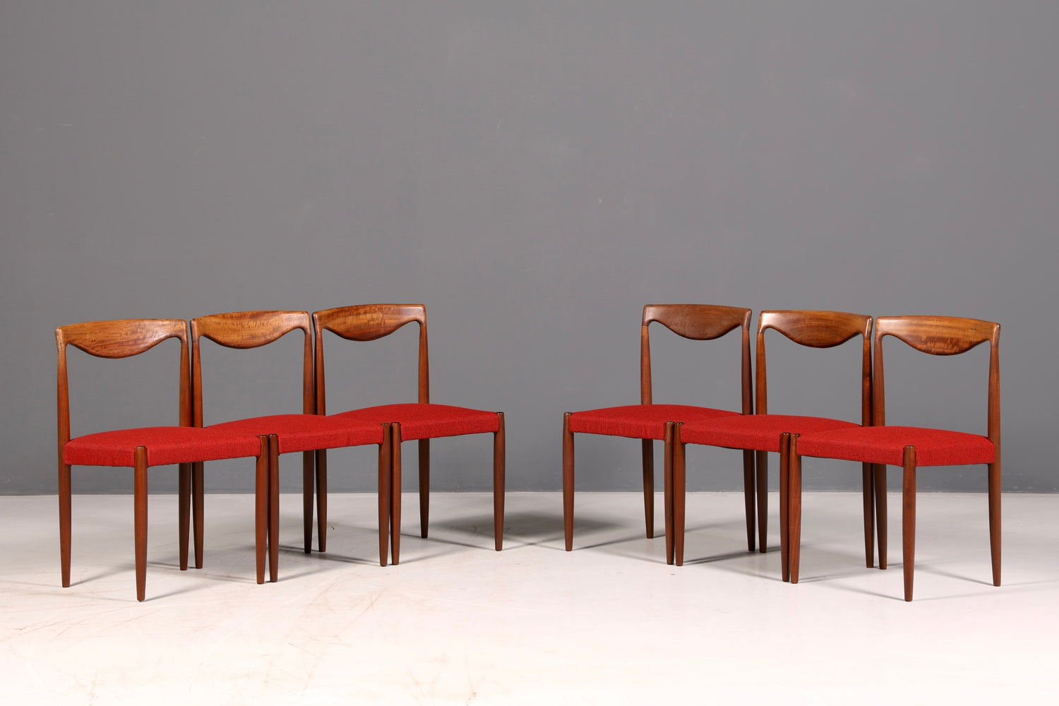 6x Mid Century Stühle Bambi Serie Rolf Rastad Adolf Relling Gustav Bahus Danish Design Stuhl Vintage Designer