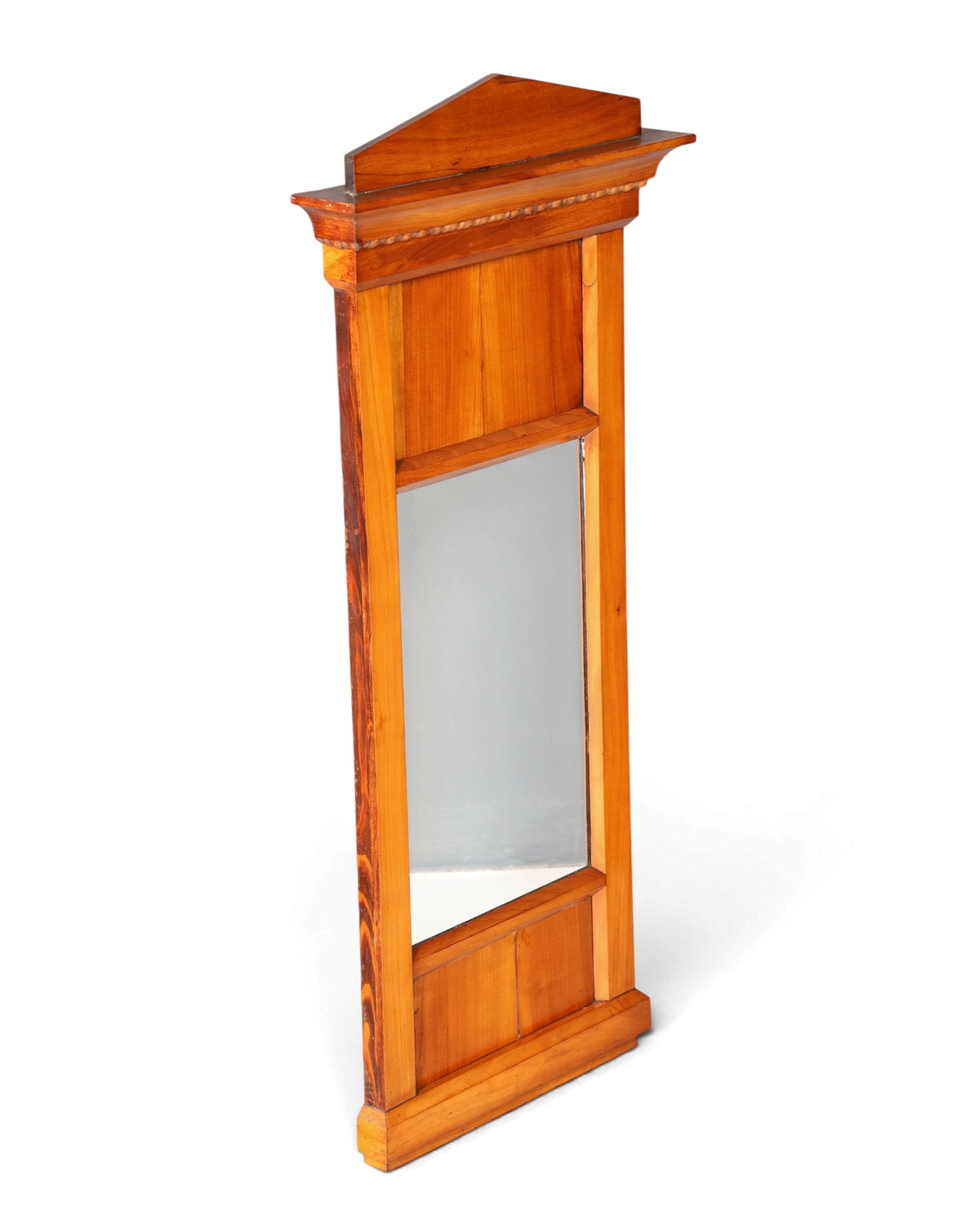 Hauptstadt Möblerei Biedermeier Wandspiegel aus massivem Kirschholz mit antikem Design und warmem Holzrahmen