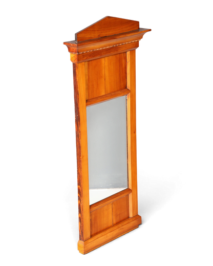 Hauptstadt Möblerei Biedermeier Wandspiegel aus massivem Kirschholz mit antikem Design und warmem Holzrahmen