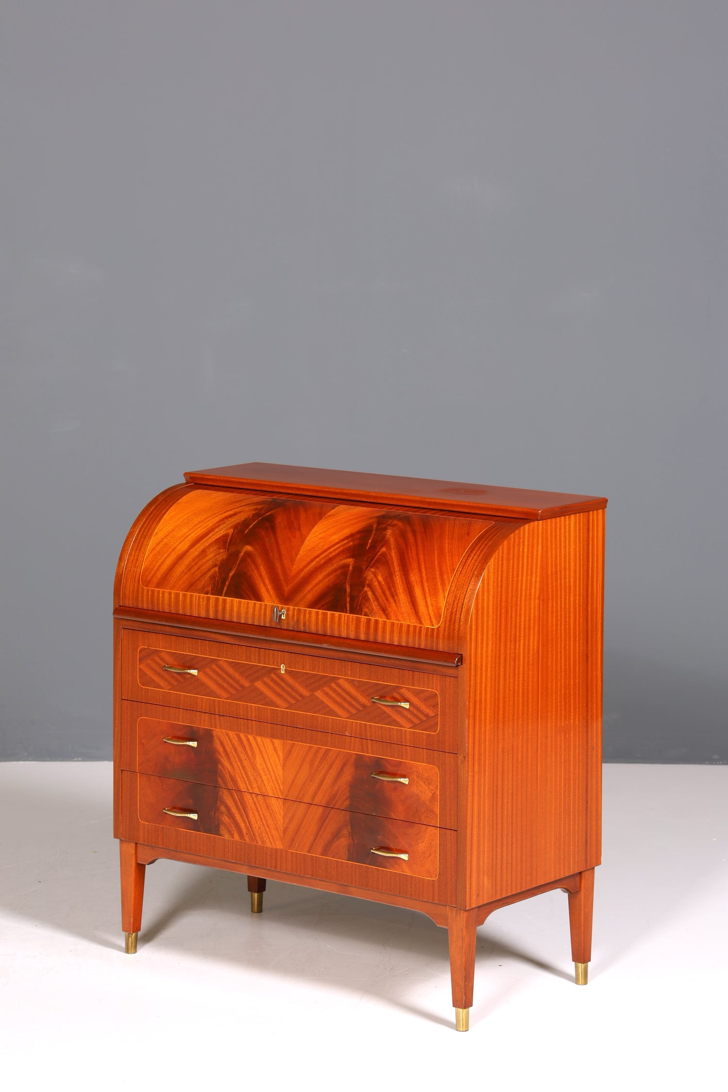 F224 Finish cm Wunderschöner Mid Century Rollladen Sekretär echt Holz Büro Schrank Vintage Schreibkommode