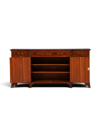Hauptstadt Möblerei antikes englisches Mahagoni Sideboard mit Messinggriffen und offenem Schrankfach im Vintage Stil
