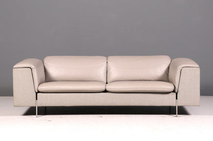 Wunderschönes Sofa der Marke Ligne Roset Grau Echtleder &amp; Stoff Couch Designer Sofa Wohnzimmer