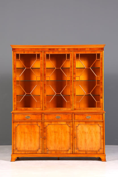 Wunderschöne Original Heldense Vitrine Englische Eibe Bücherschrank Buffet Antik Stil Glasvitrine
