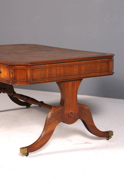 Wunderschöner Englischer Schreibtisch Office Table Mahagoni Partner Desk Echt Lederauflage Regency Partner Desk Bürotisch