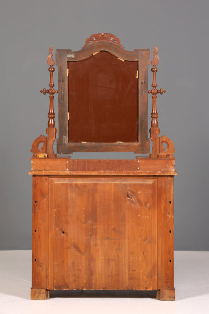 Edle Gründerzeit Kommode mit Spiegelaufsatz Louis Philippe Frisierkommode Holz Schrank Antik Flurschrank um 1880