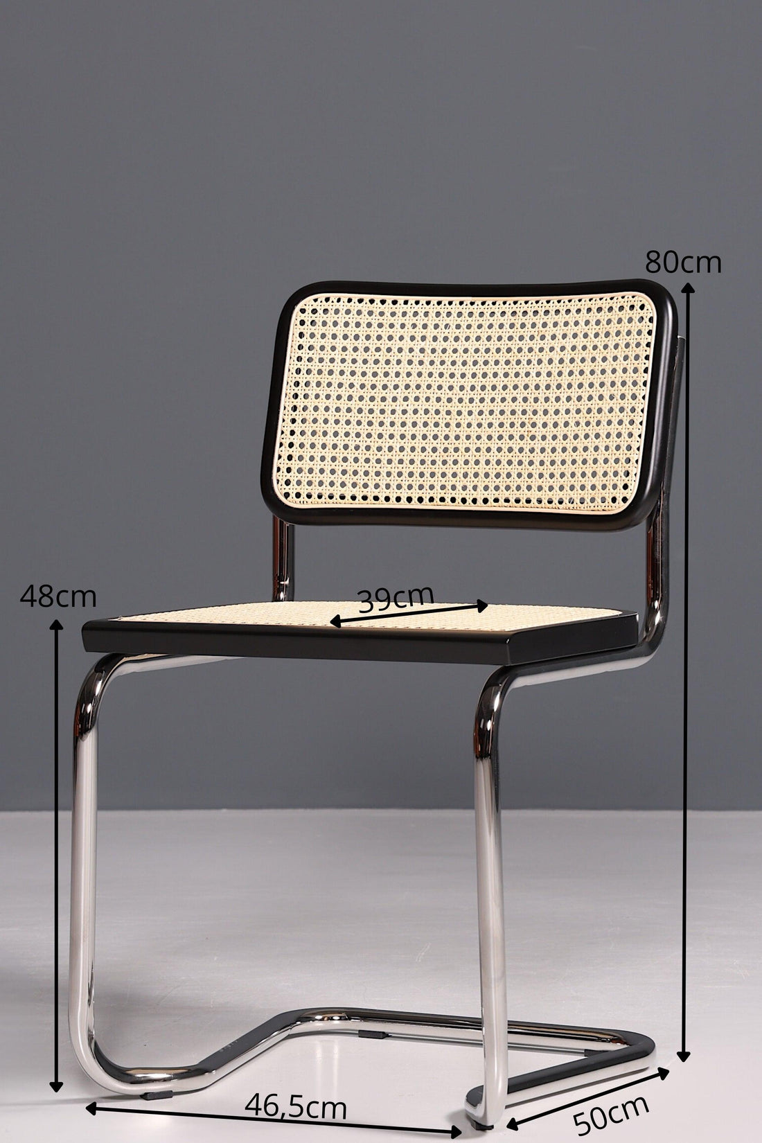 Korbgeflecht Freischwinger Stuhl "Milano" Made in Italy Schwarz Wippstuhl Esszimmer Stuhl Küchenstuhl