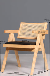 Sehr edler Korbgeflecht Stuhl "Vienna Wood +" Armlehnsessel Bauhaus Relax Lounge Chair Stuhl Esszimmer Stuhl Küchenstuhl