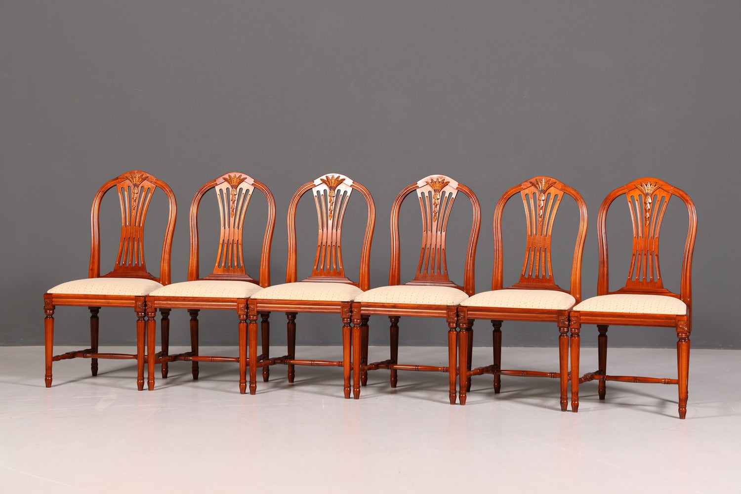Edles 6er Set Stühle Gustavianischer Stil Englisch Esszimmerstühle Antik Polsterstuhl Set