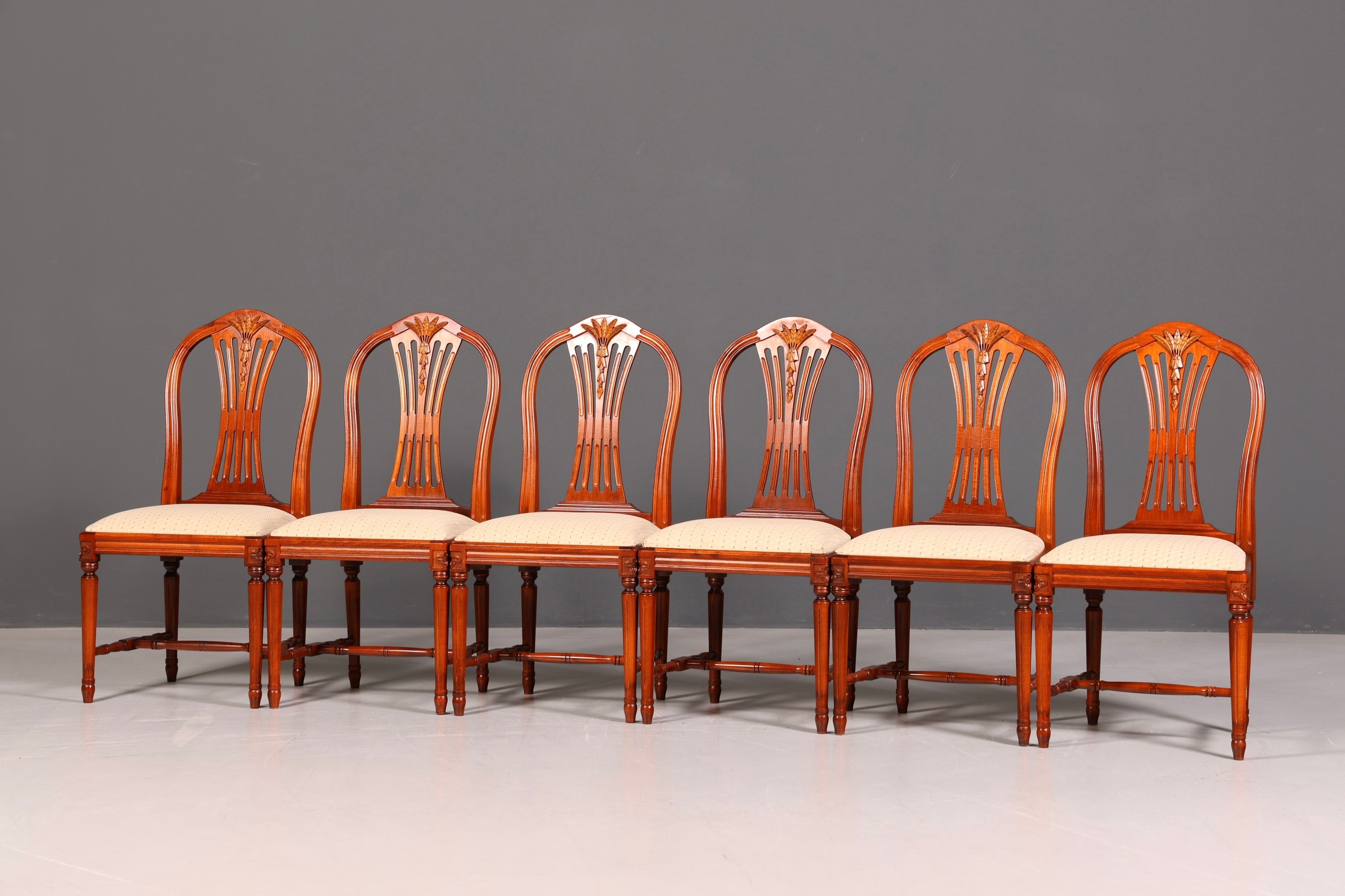 Edles 6er Set Stühle Gustavianischer Stil Englisch Esszimmerstühle Antik Polsterstuhl Set