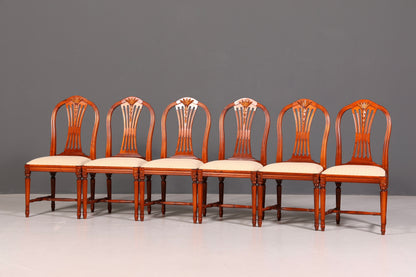 Edles 6er Set Stühle Gustavianischer Stil Englisch Esszimmerstühle Antik Polsterstuhl Set