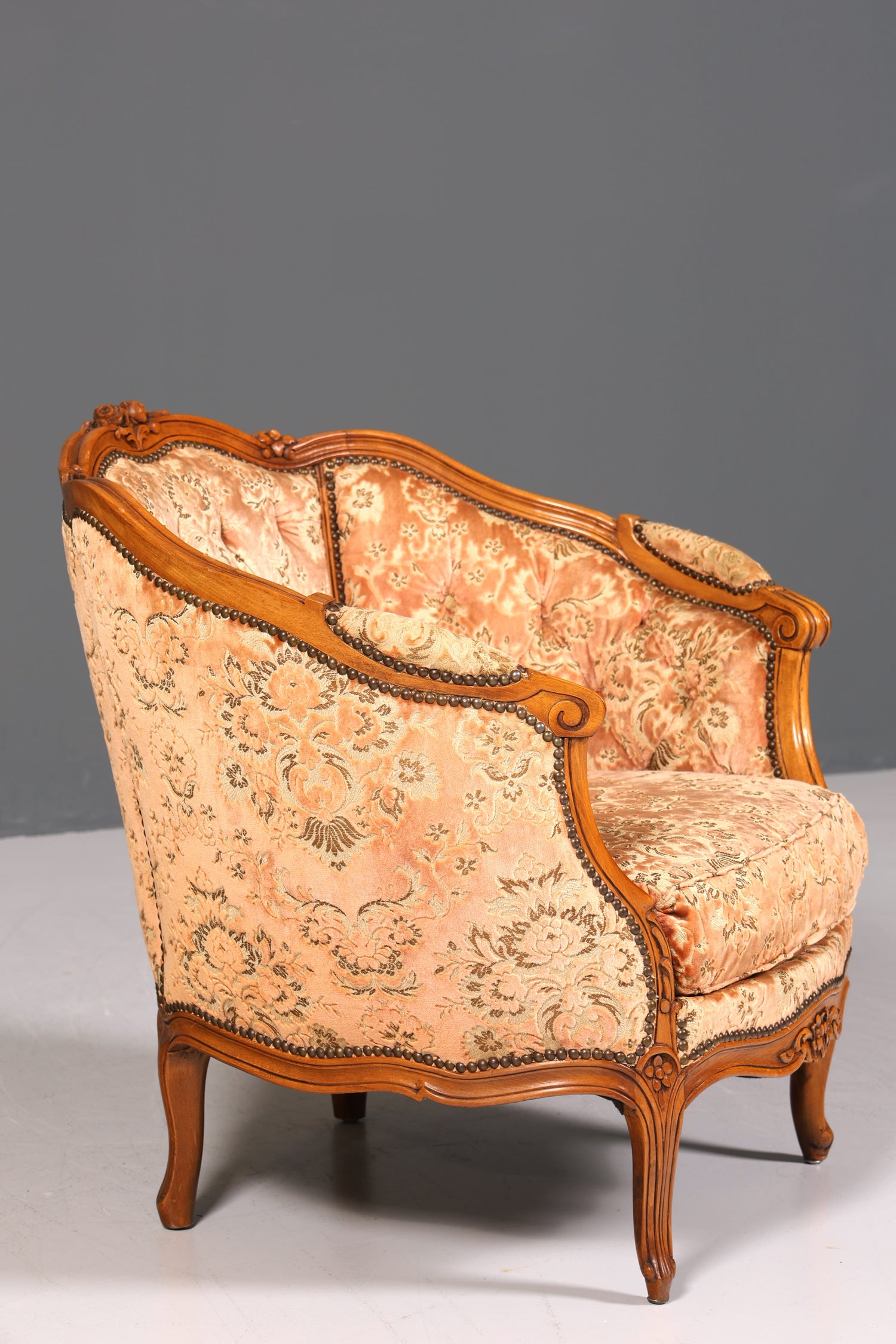 Wunderschöner Chippendale Armlehnsessel Barock Stil Sessel Armchair Samt Stoff Rococo Stil Sessel 1 von 2