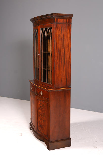 Beeindruckender Englischer Bücherschrank Mahagoni Vitrine Bibliothek Bücherregal Glasvitrine Vintage
