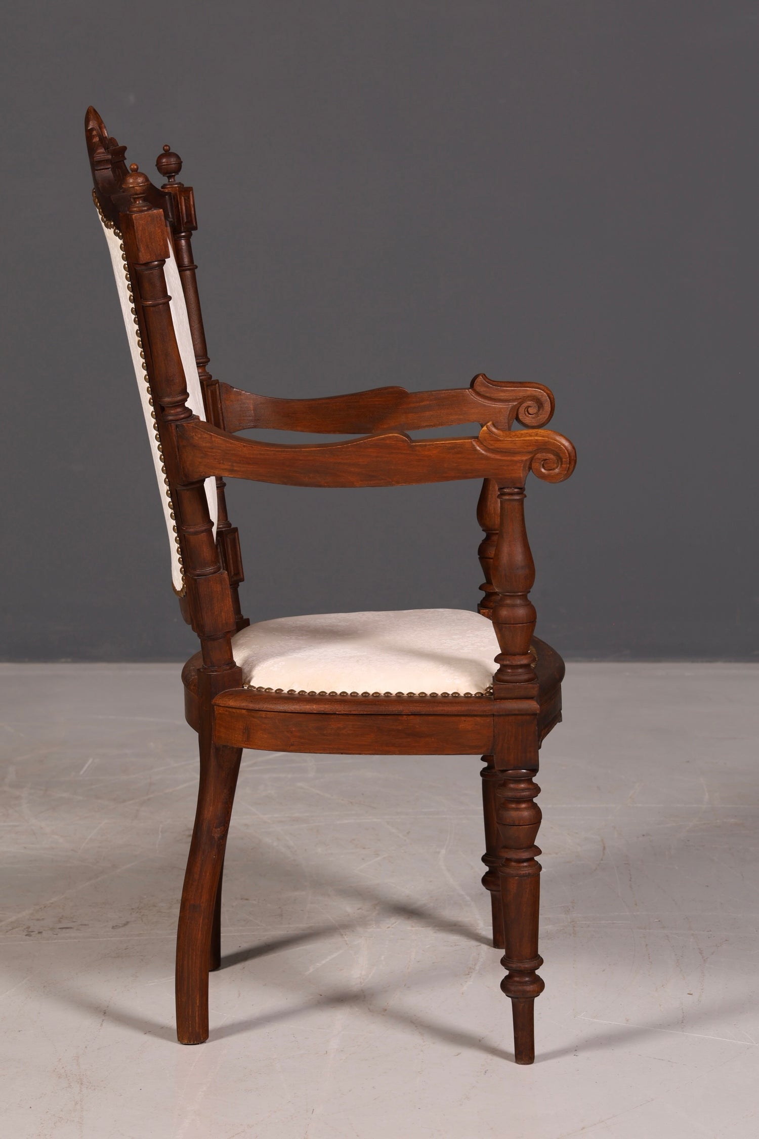 Elegant Neo-Renaissance armchair, antique Historicist chair, Gründerzeit secretary chair, desk chair, upholstered chair 2 of 2