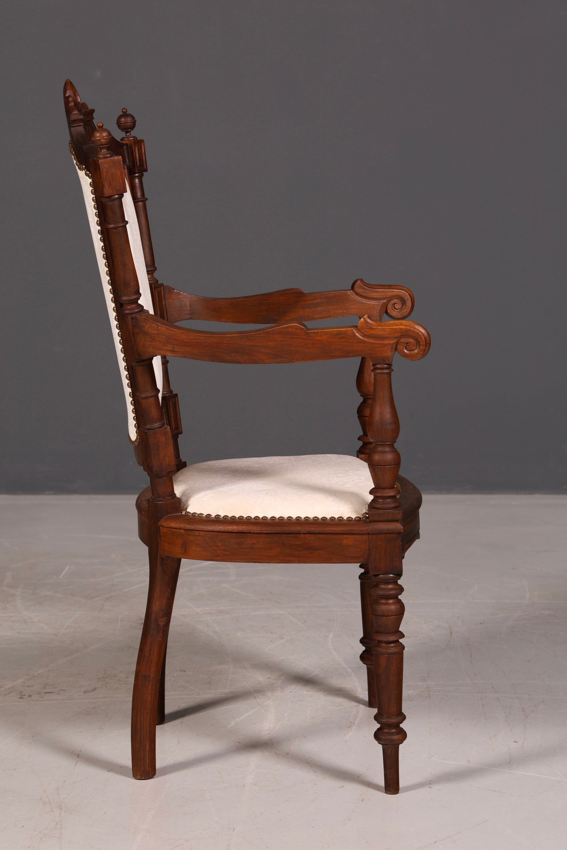 Elegant Neo-Renaissance armchair, antique Historicist chair, Gründerzeit secretary chair, desk chair, upholstered chair 2 of 2