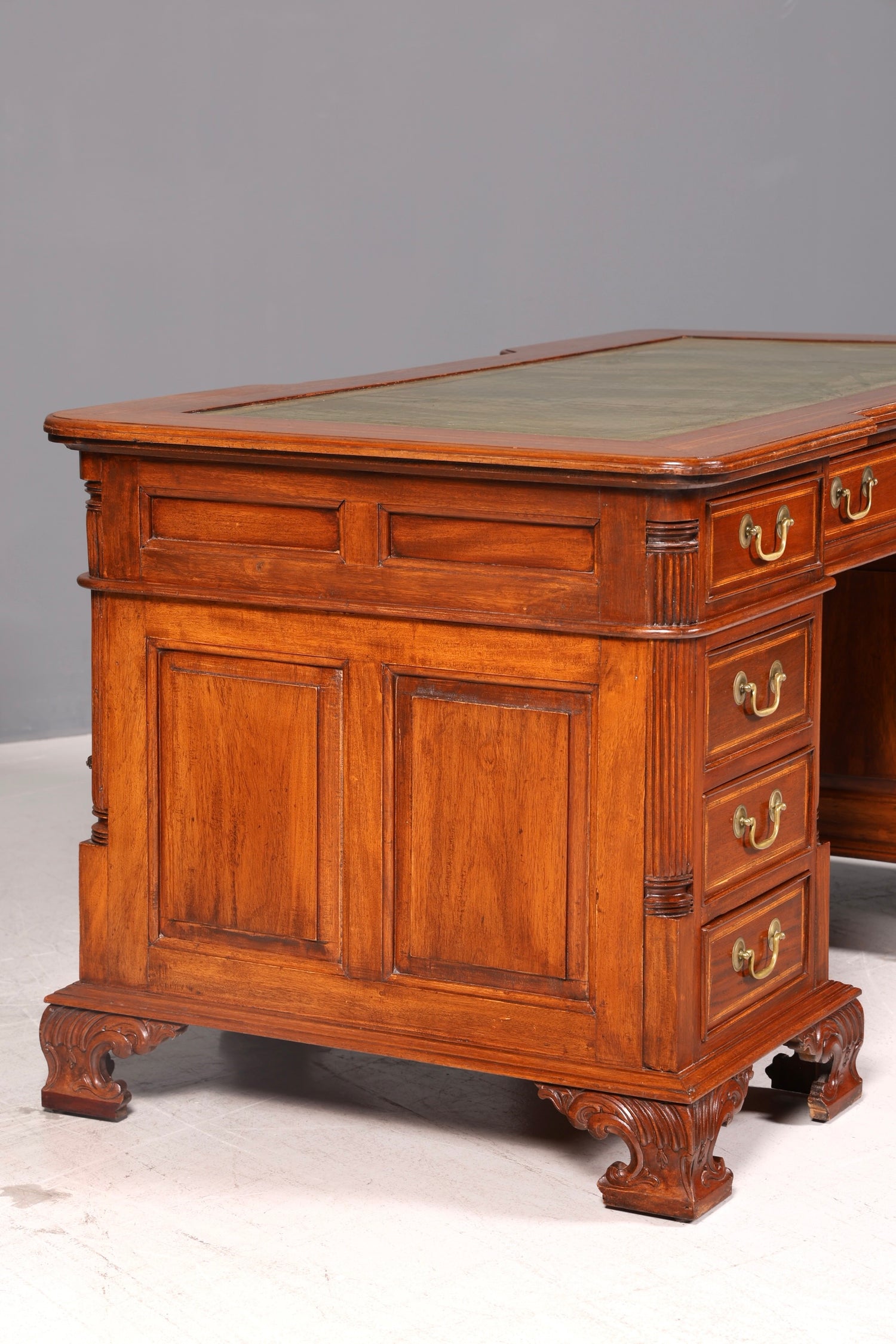 Wunderschöner Englischer Schreibtisch echt Lederauflage Bürotisch Office Desk Antik Vintage