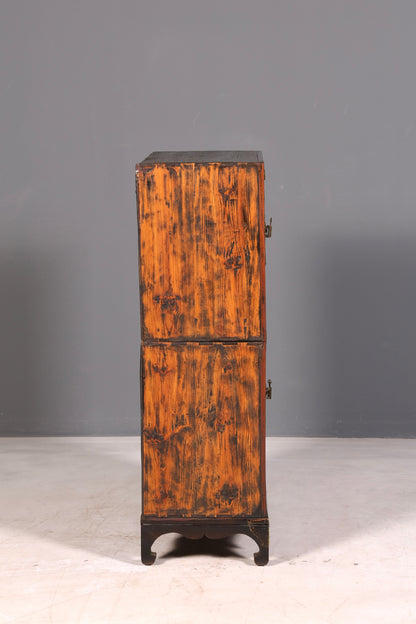 Beautiful Asian cabinet, antique chest of drawers, solid wood, genuine brass, vertiko