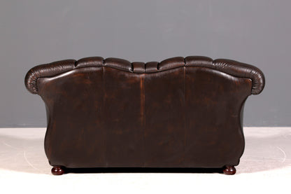 Wunderschönes Original Chesterfield 2er Sofa Englisch Herrenzimmer echt Leder 2- Sitzer Couch