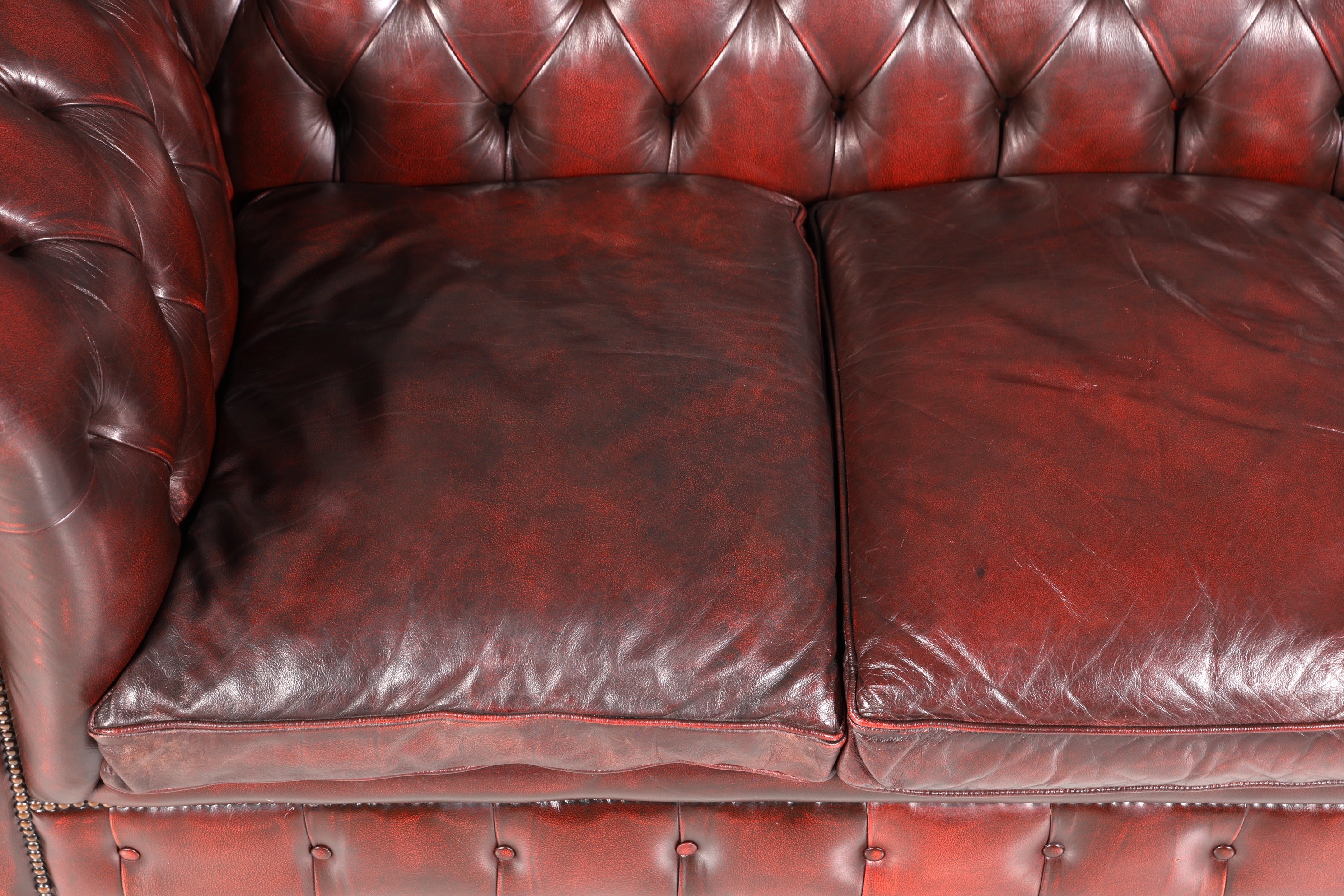 Stilvolles Original Chesterfield Sofa 3-Sitzer Couch Oxblood England Polstersofa