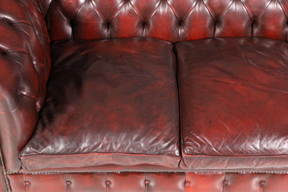 Stilvolles Original Chesterfield Sofa 3-Sitzer Couch Oxblood England Polstersofa