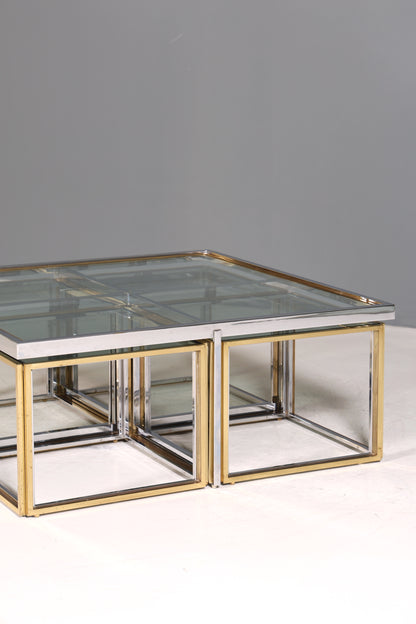 Wunderschöner Original Maison Charles Tisch Chrome Mid Century Coffee Table 70s Couchtisch 5-teilig Wohnzimmer Tisch