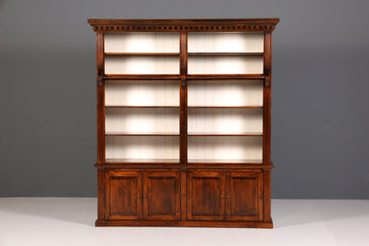 Traumhaftes massiv Holz Regal mit Leiter Kolonial Schrank Antik Stil Bücherregal Kommode Bibliothek