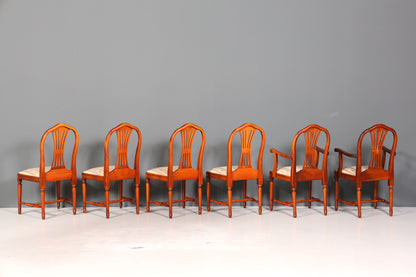 6x Traumhafte Stühle im Gustavianischer Stil Englisch Stil Küchenstühle Antik Stil Esszimmer Stuhl Set