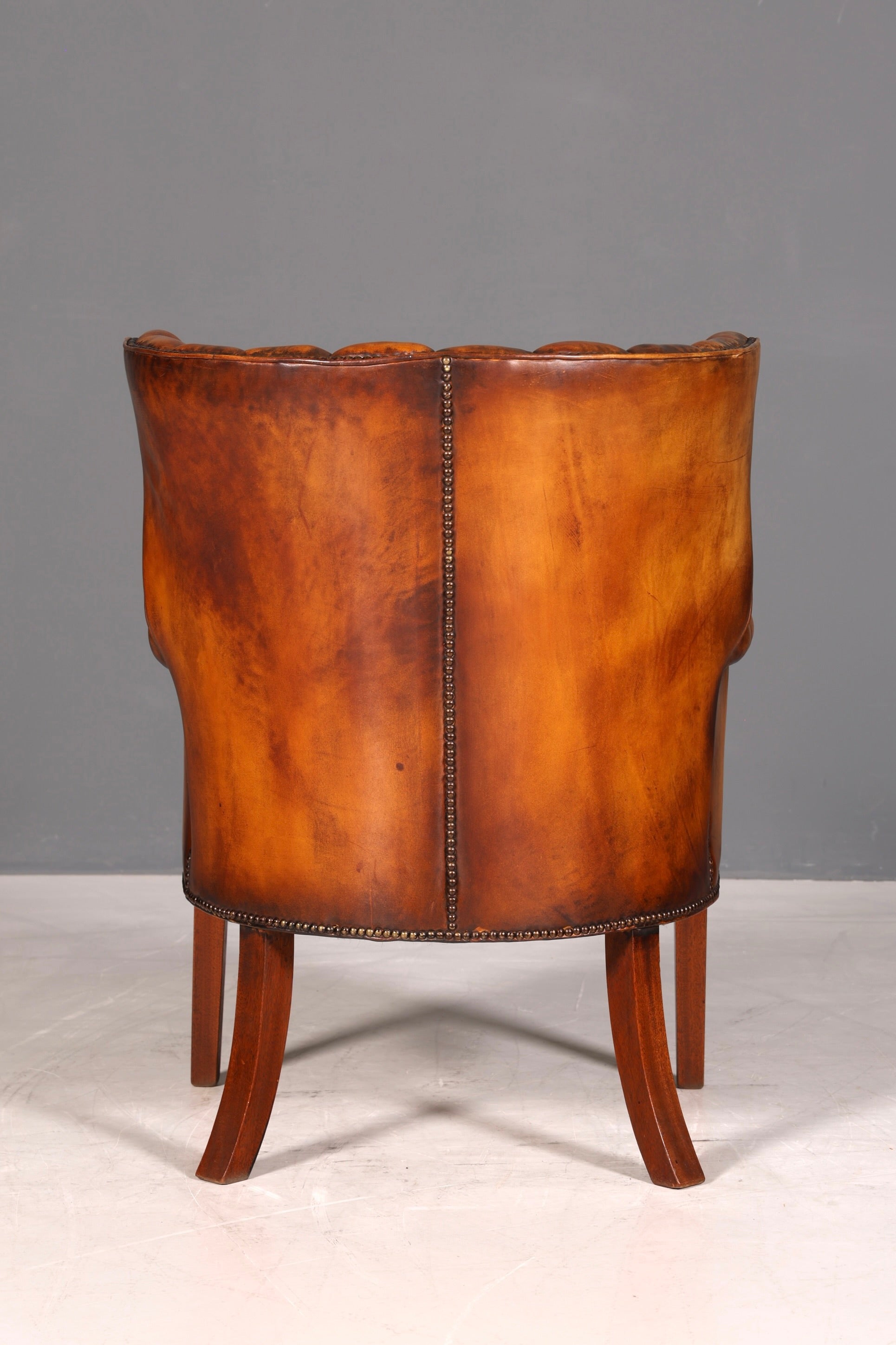 Seltener Original Chesterfield Ohrenbacken Sessel Englisch Leder Herrensessel UK Armlehnsessel