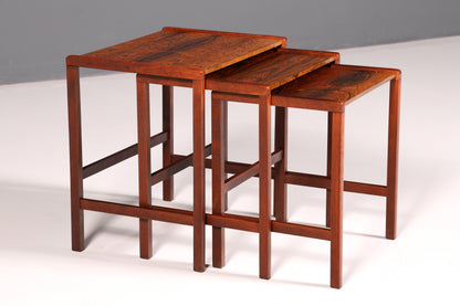 Filigranes Mid Century Tisch Set Couchtisch Palisander 3er Satz Ablagetisch Beistelltisch Satztische Vintage