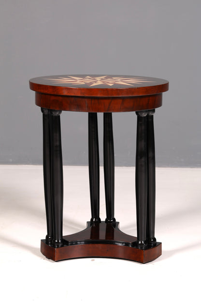 Wunderschöner Art Deco Stil Tisch Luxus Couchtisch Ablagetisch Beistelltisch Rund Echt Holz Vintage