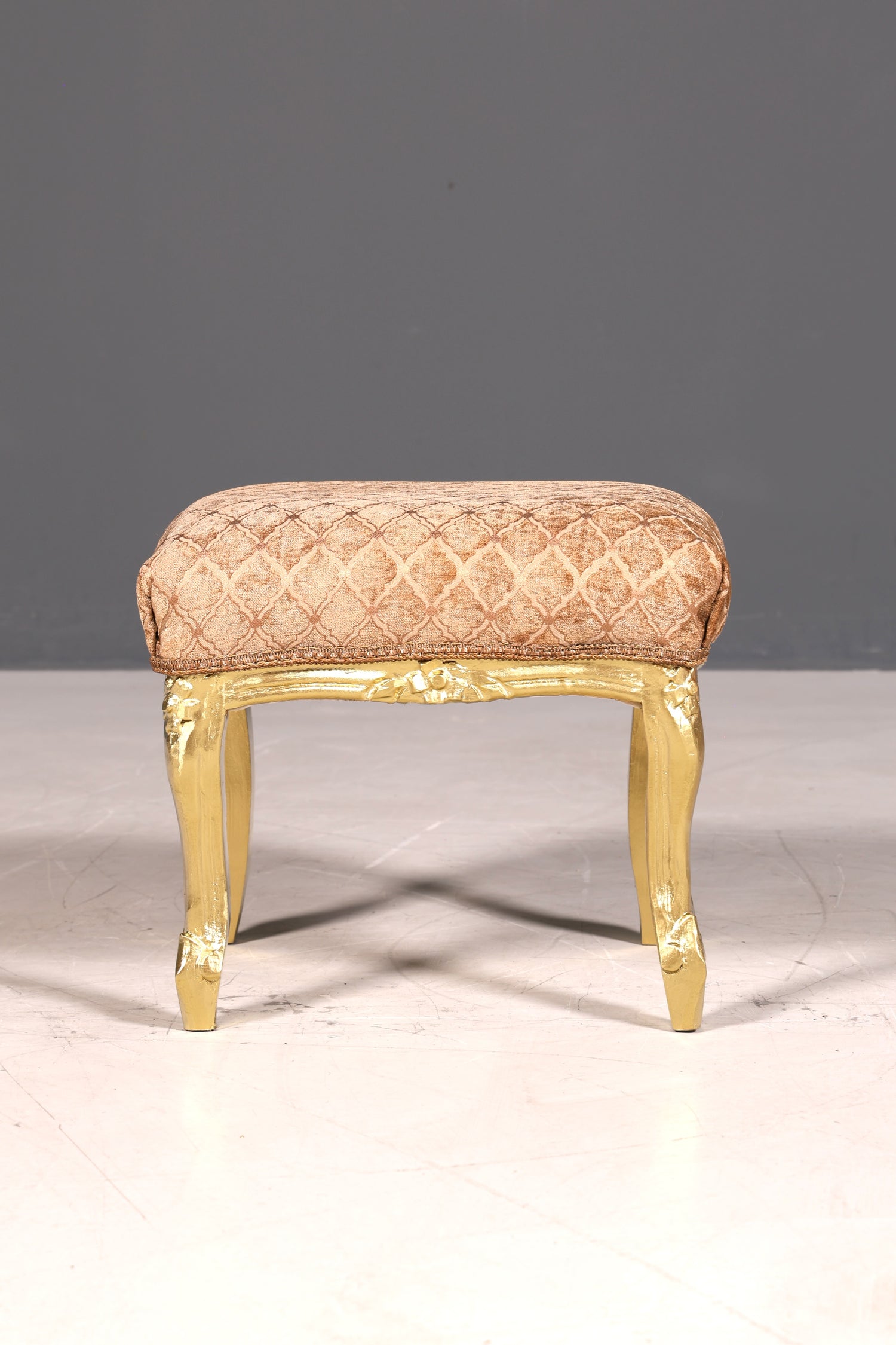 Traumhafter Barock Stil Hocker echt Holz Polster Schemel Fussablage
